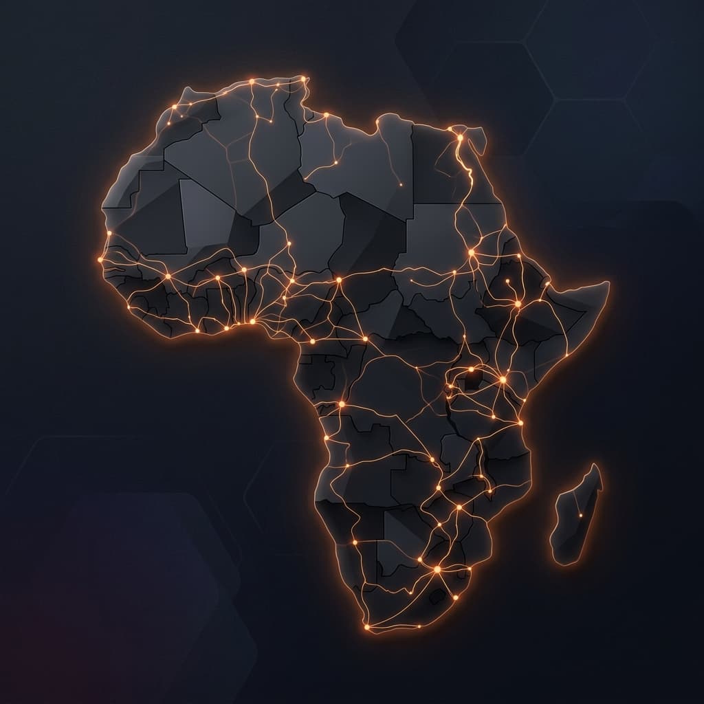 Abstract map of Africa with travel routes